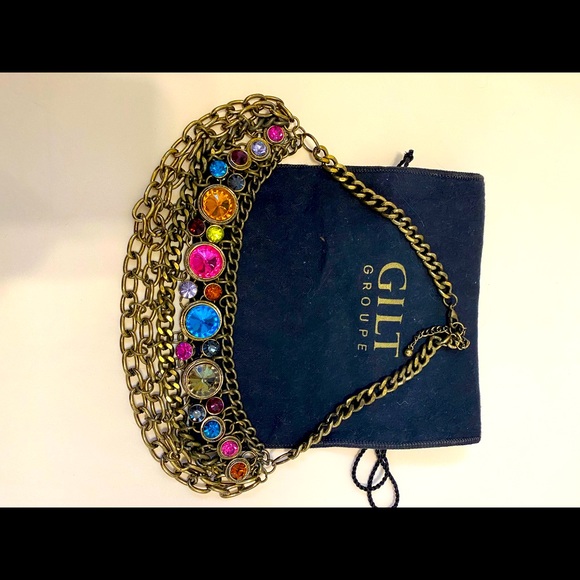 Multicolor stone collar necklace - Picture 3 of 5